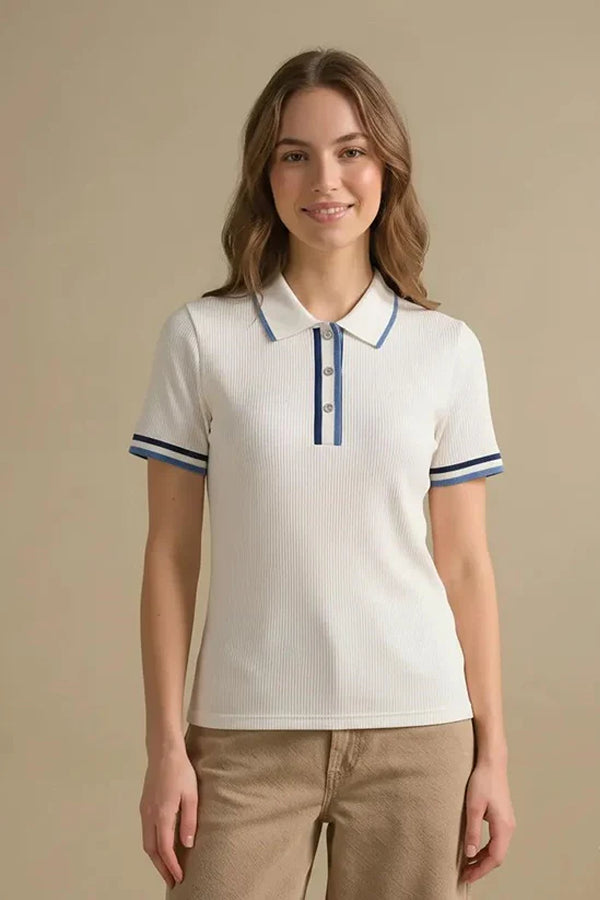 Women Polo Collar Cotton T-shirt