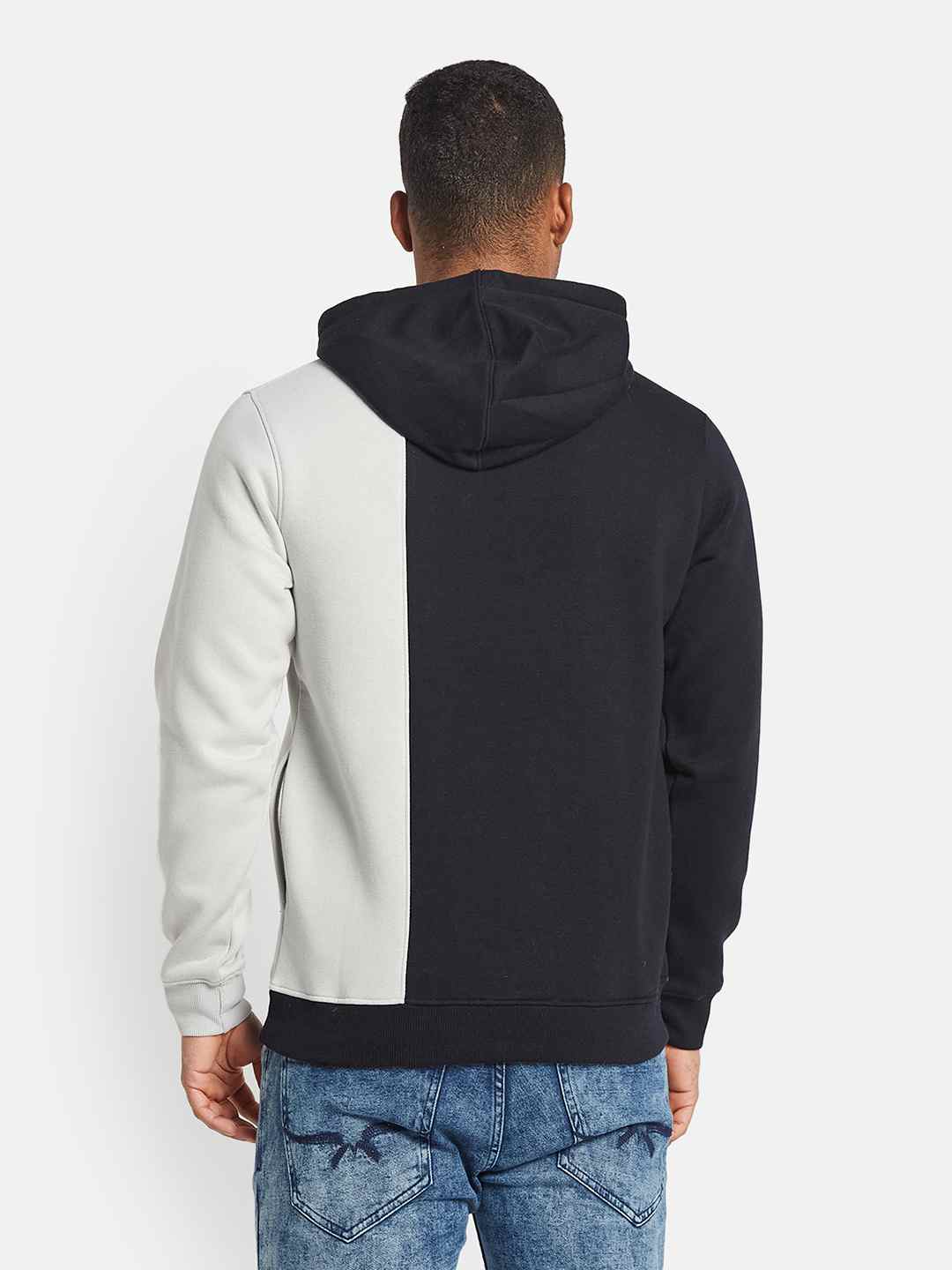 Octave AW24 Men Colourblocked Long Sleeves Hooded Sweatshirt