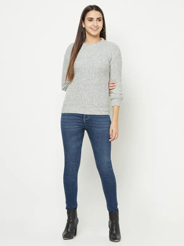 Women Grey Melange Sweaters