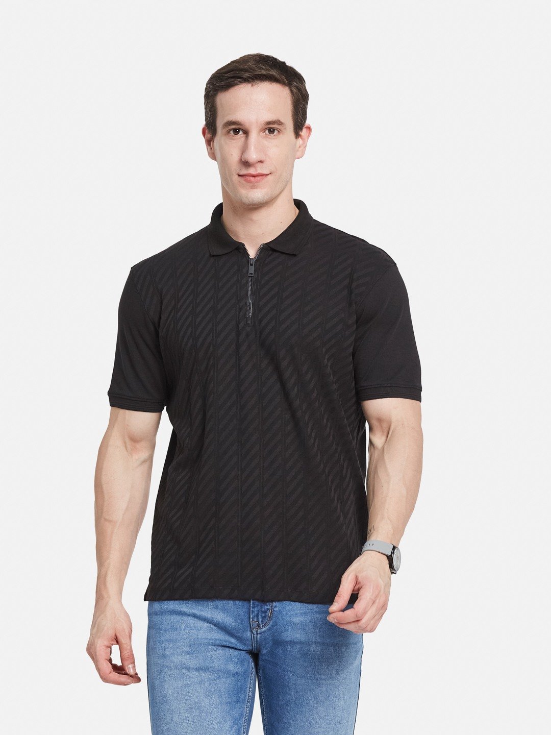 Octave Men Printed Polo Collar T-shirt