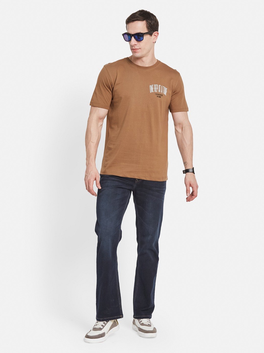BACK  PRINT ROUND NECK SINGLE JERSEY KNIT T-SHIRT