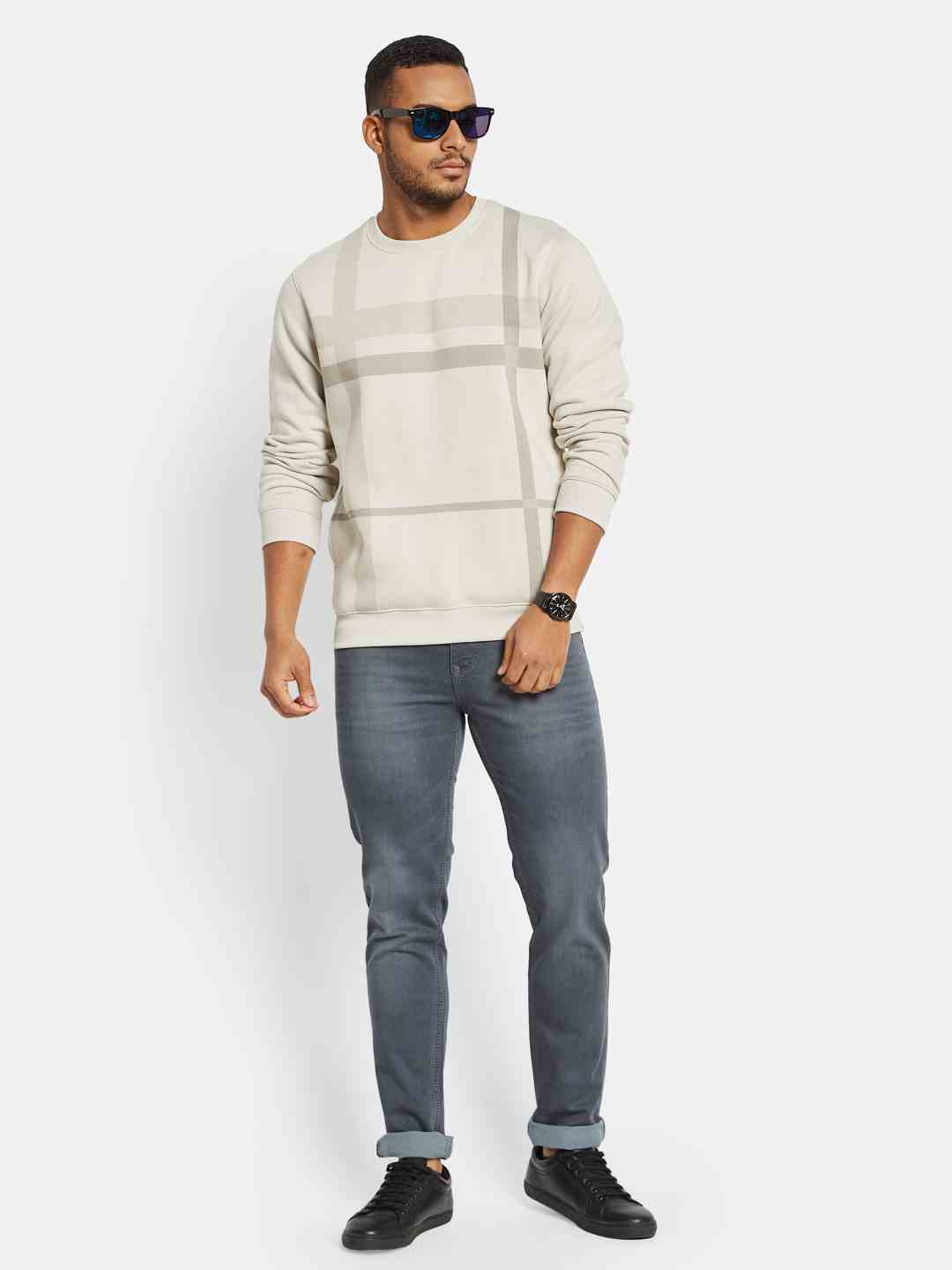 Octave Men Striped Sweatshirt