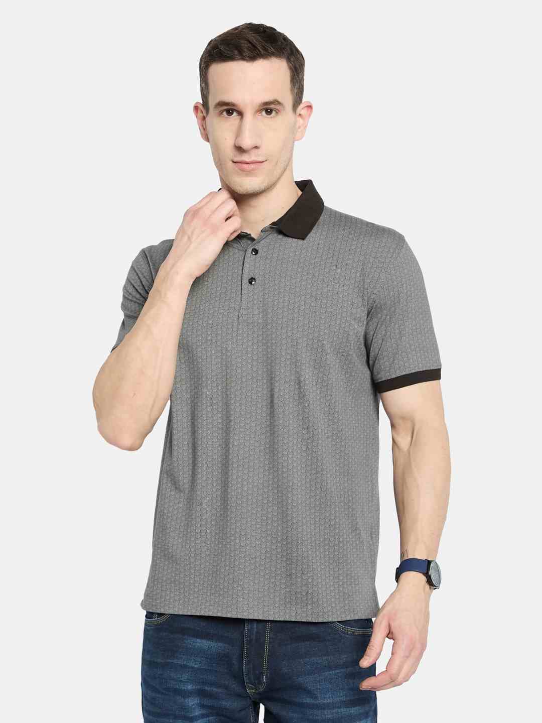 Octave Men Printed Polo Collar T-shirt