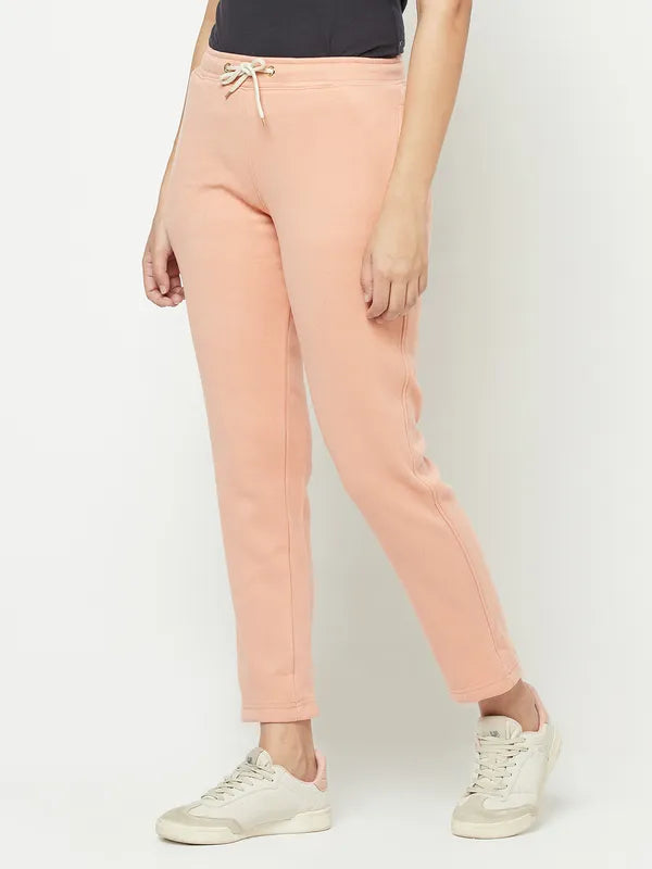 Women Suede Pink Trackpants