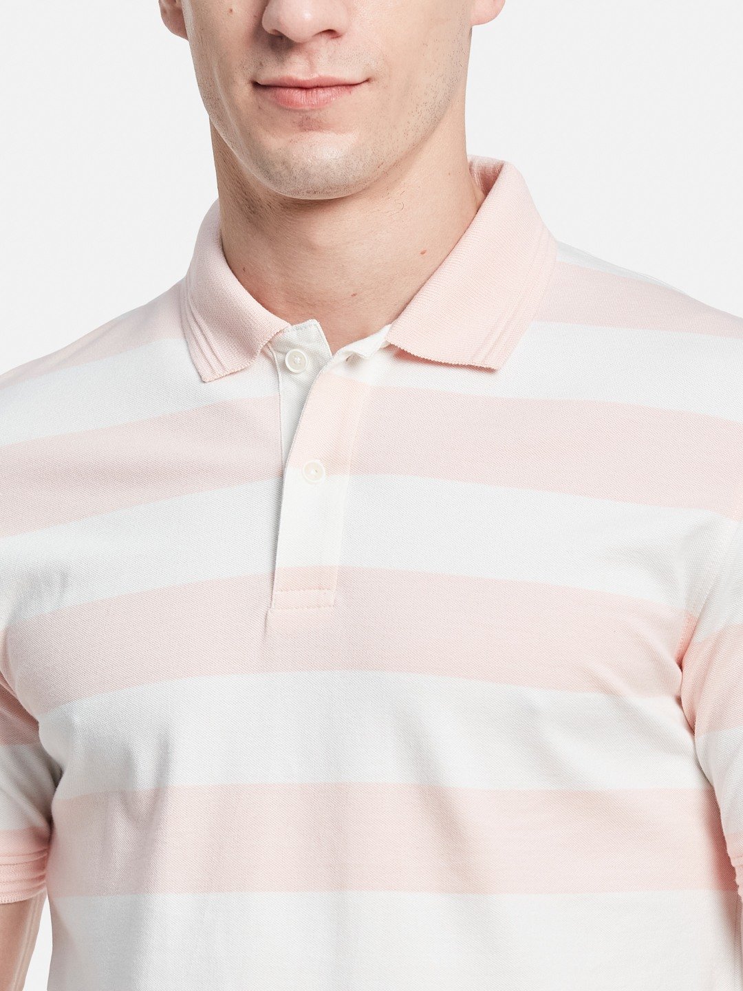 STRIPE POLO NECK PIQUE LYCRA  T-SHIRT
