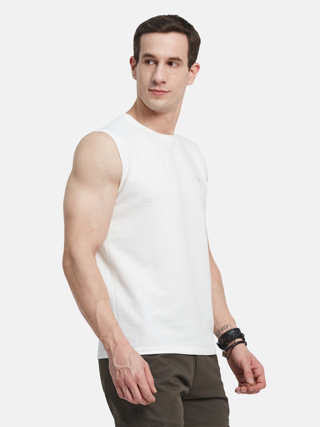 CORE ROUND NECK SHANDOW  SEER SUCKER T-SHIRT