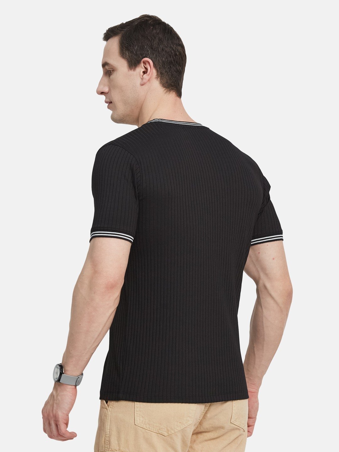 STRUCTURE ROUND NECK RIB STRUCTURE T-SHIRT