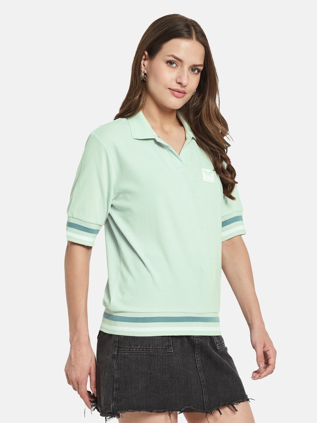 METTLE Women Polo Collar T-shirt
