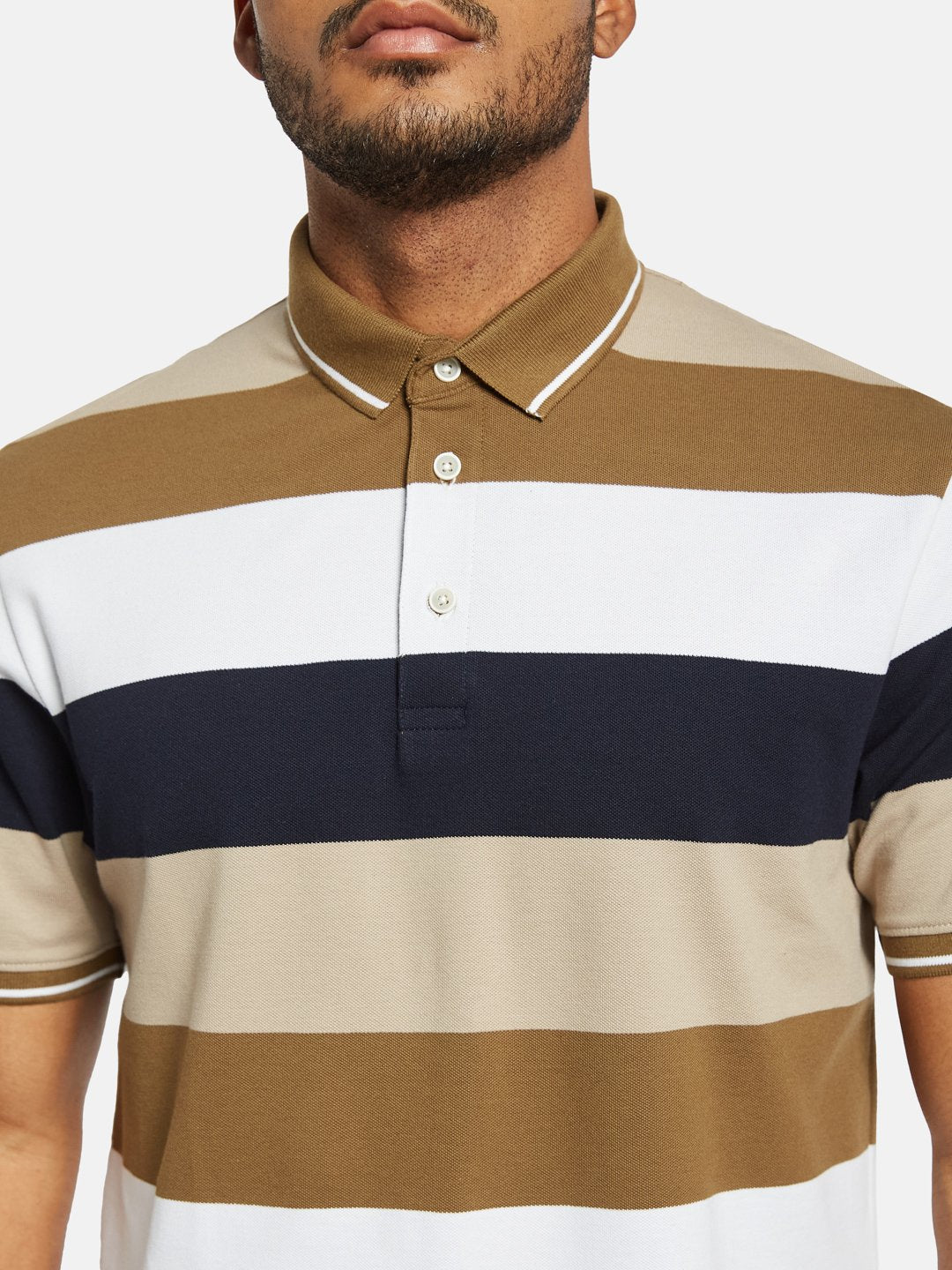 Octave Men Colourblocked Polo Collar T-shirt