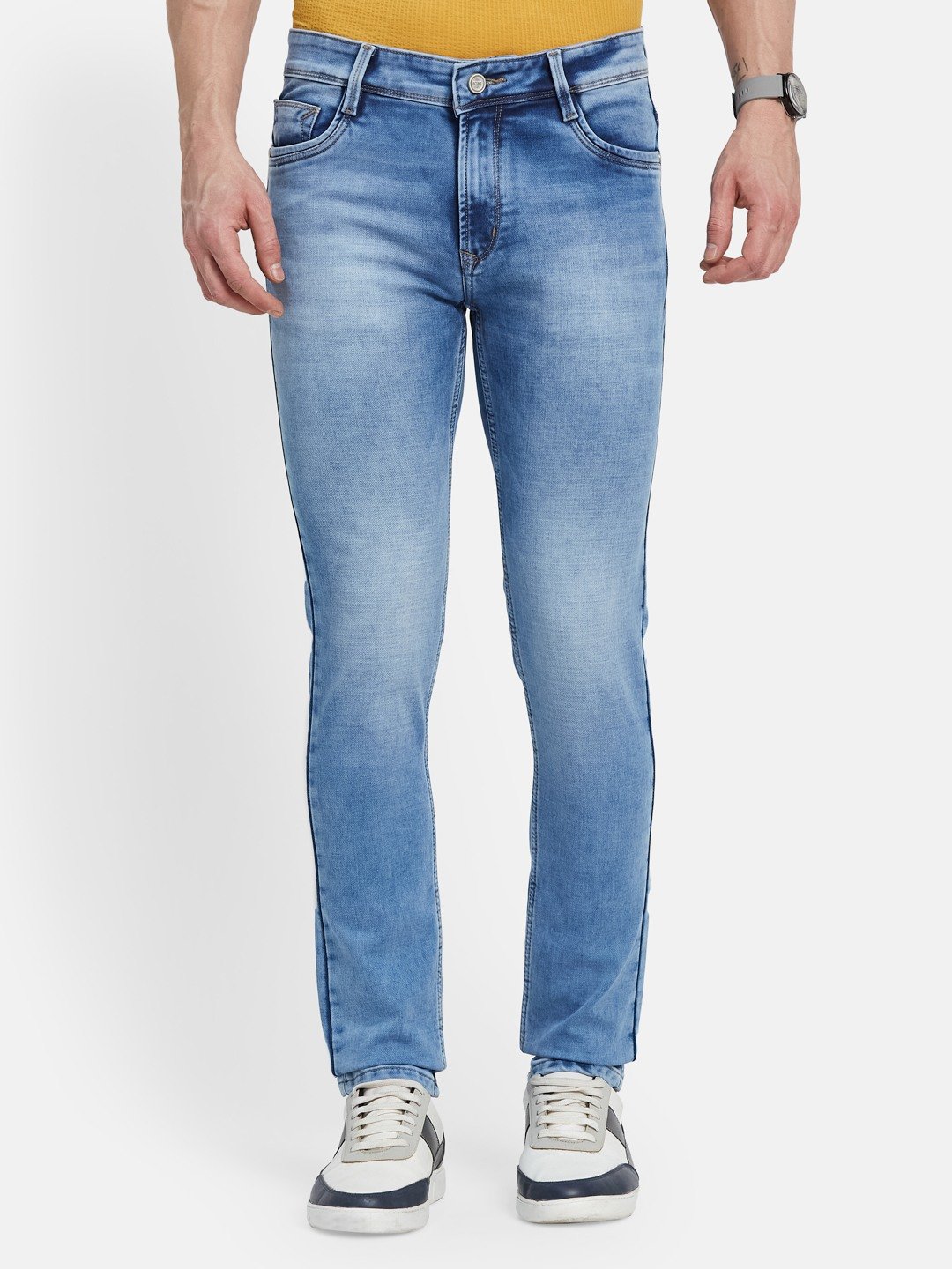 Octave Men Straight Fit Light Fade Stretchable Mid-Rise Jeans