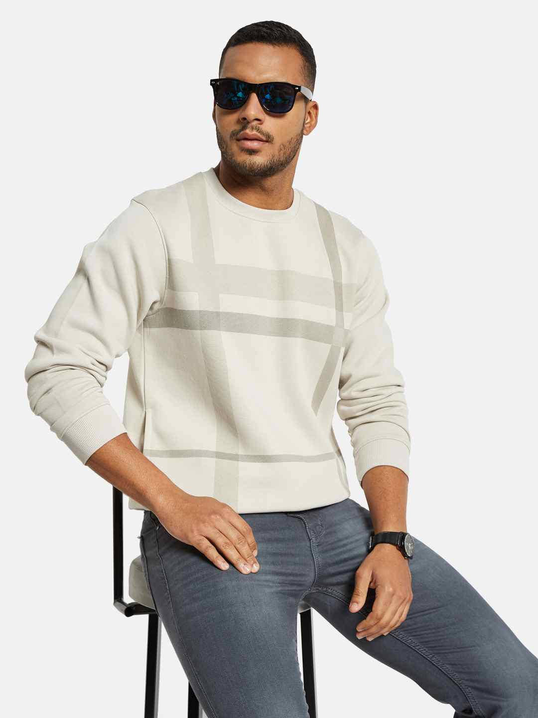 Octave Men Striped Sweatshirt