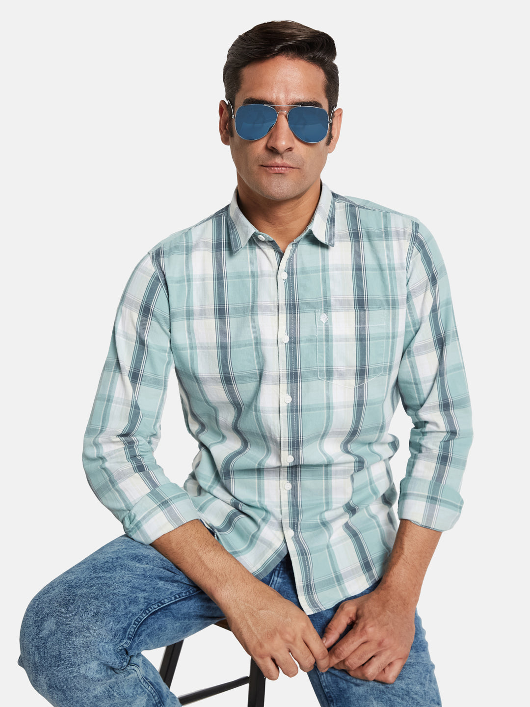 METTLE Men Opaque Checked Casual Shirt