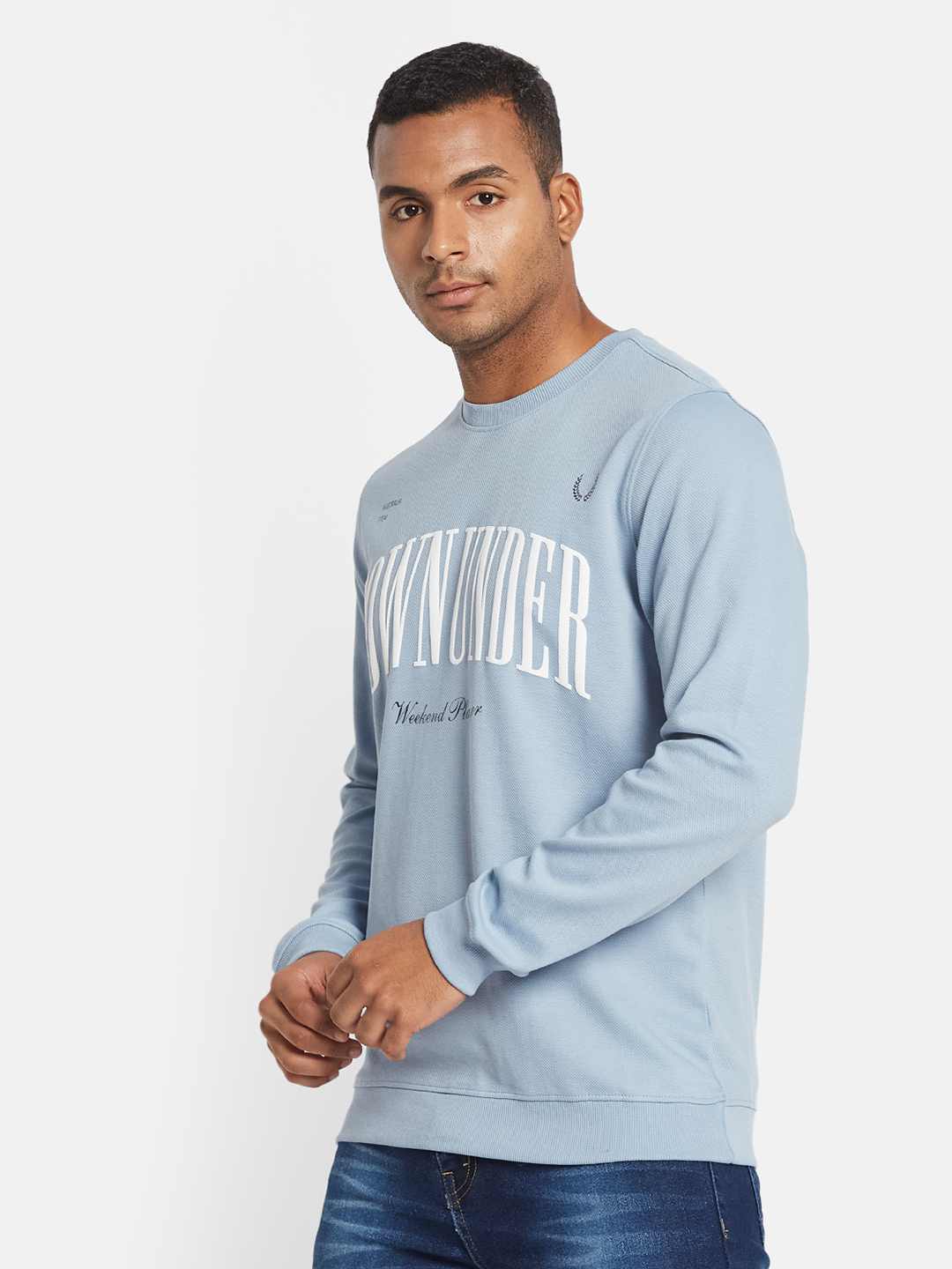 METTLE Men Printed Cotton Sweatshirt
