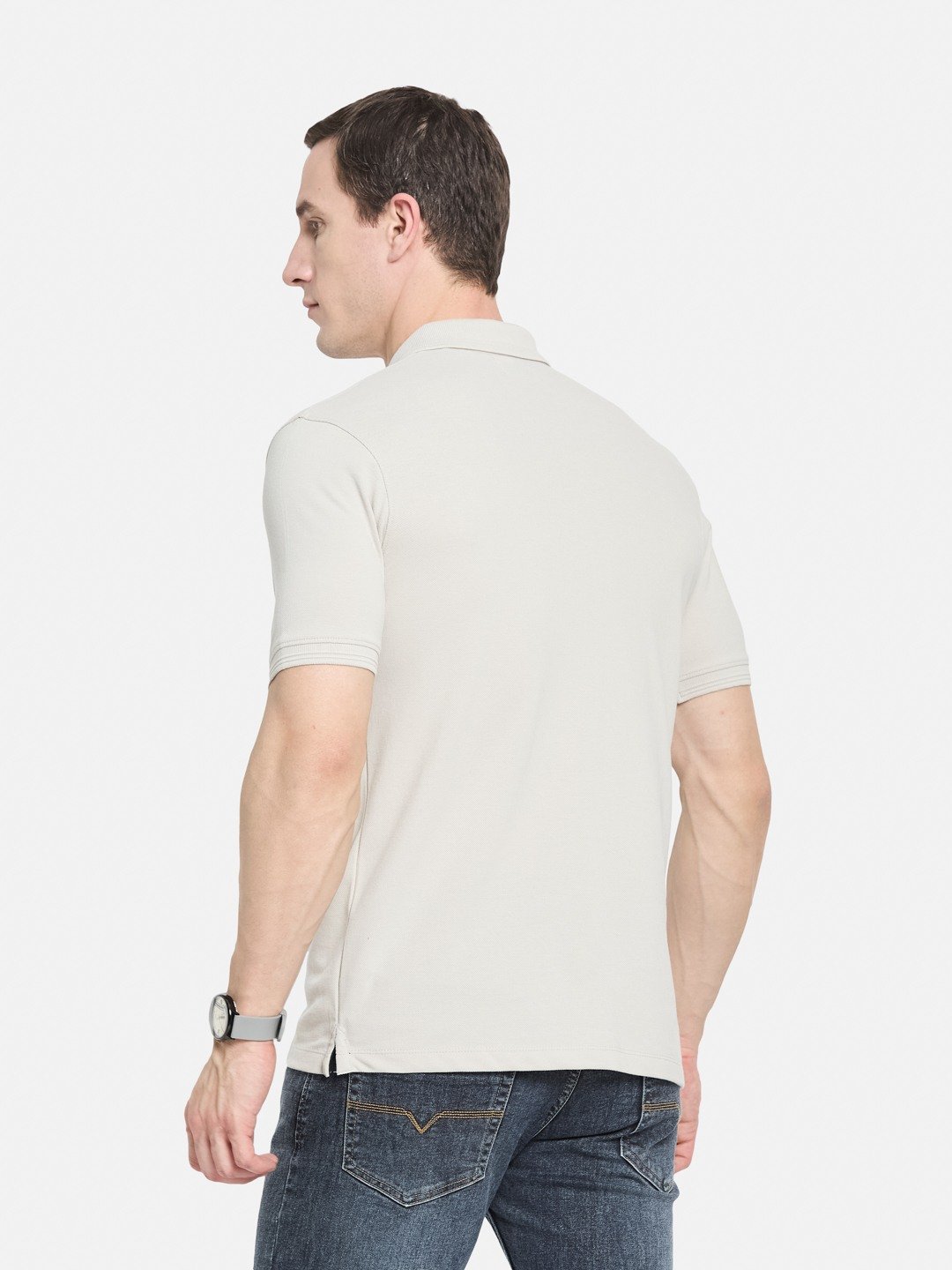 CUT N SEW POLO NECK EMBROIDED APPLIQUE PIQUE NECK T-SHIRT