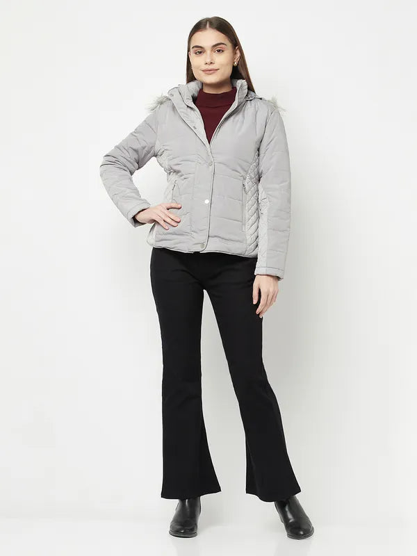 Women Light Grey Front Open Jackets