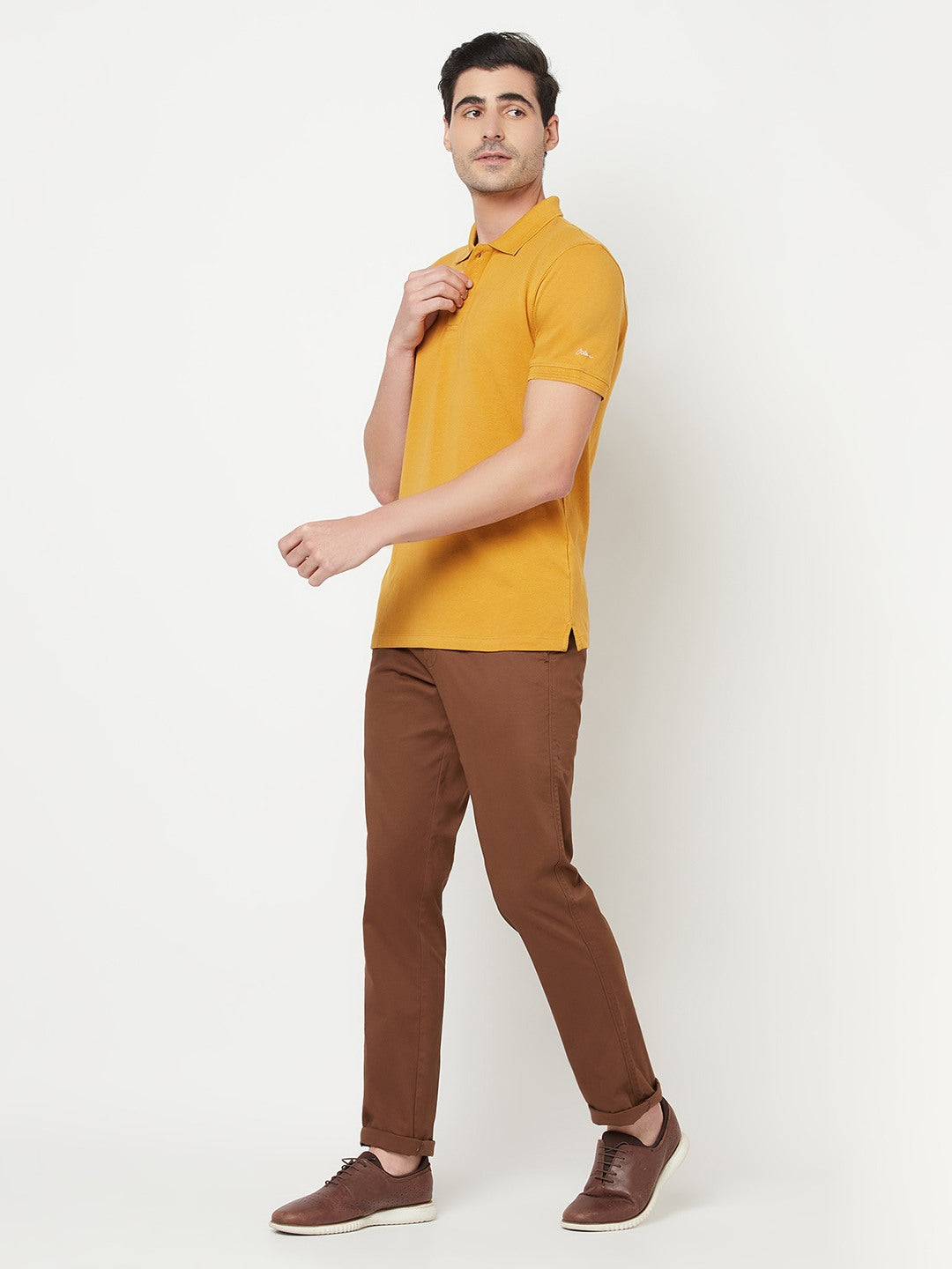 Octave Men Yellow Polo Collar T-Shirt