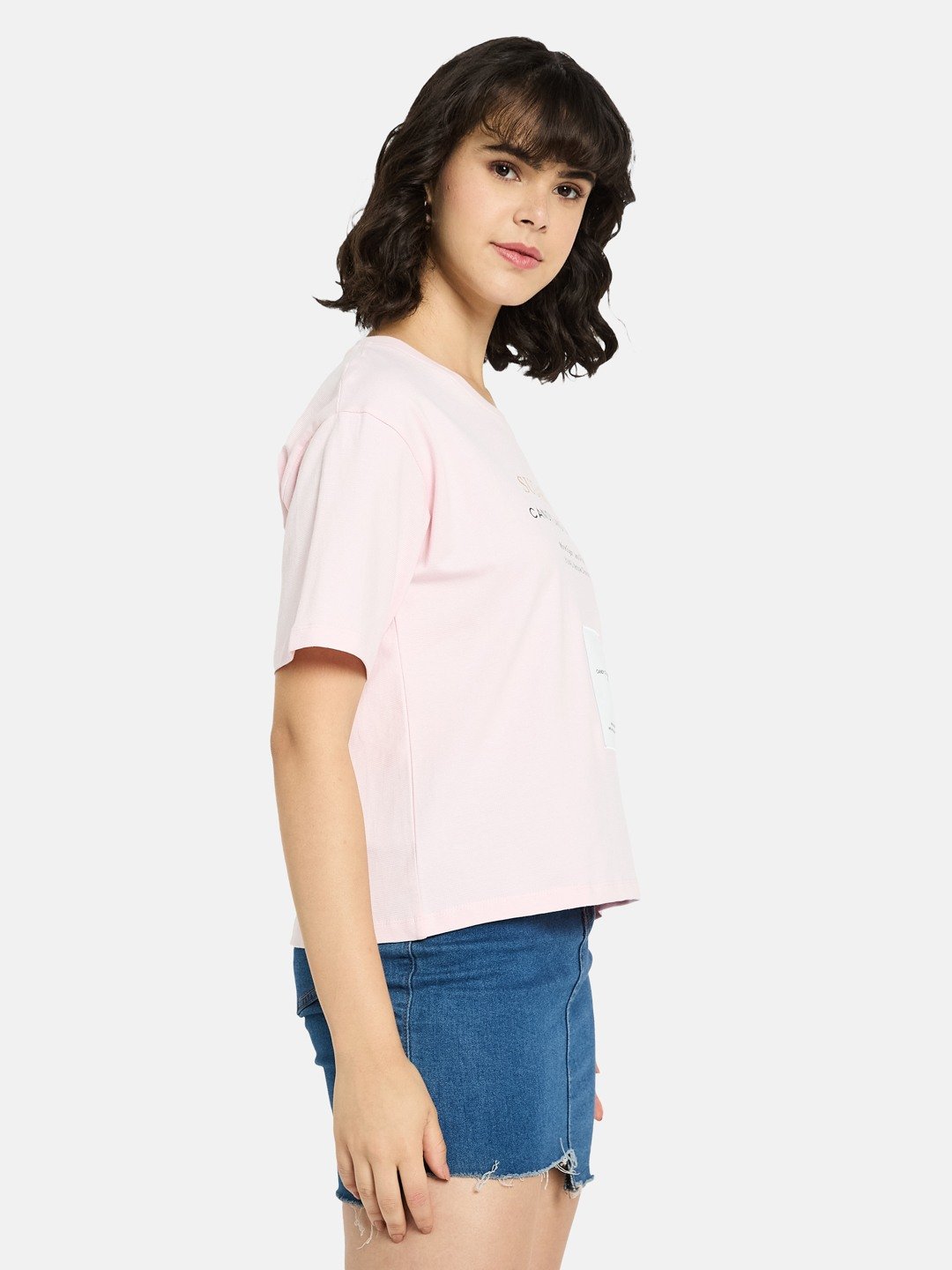 METTLE Women Typography Printed Round Neck Cotton T-shirt