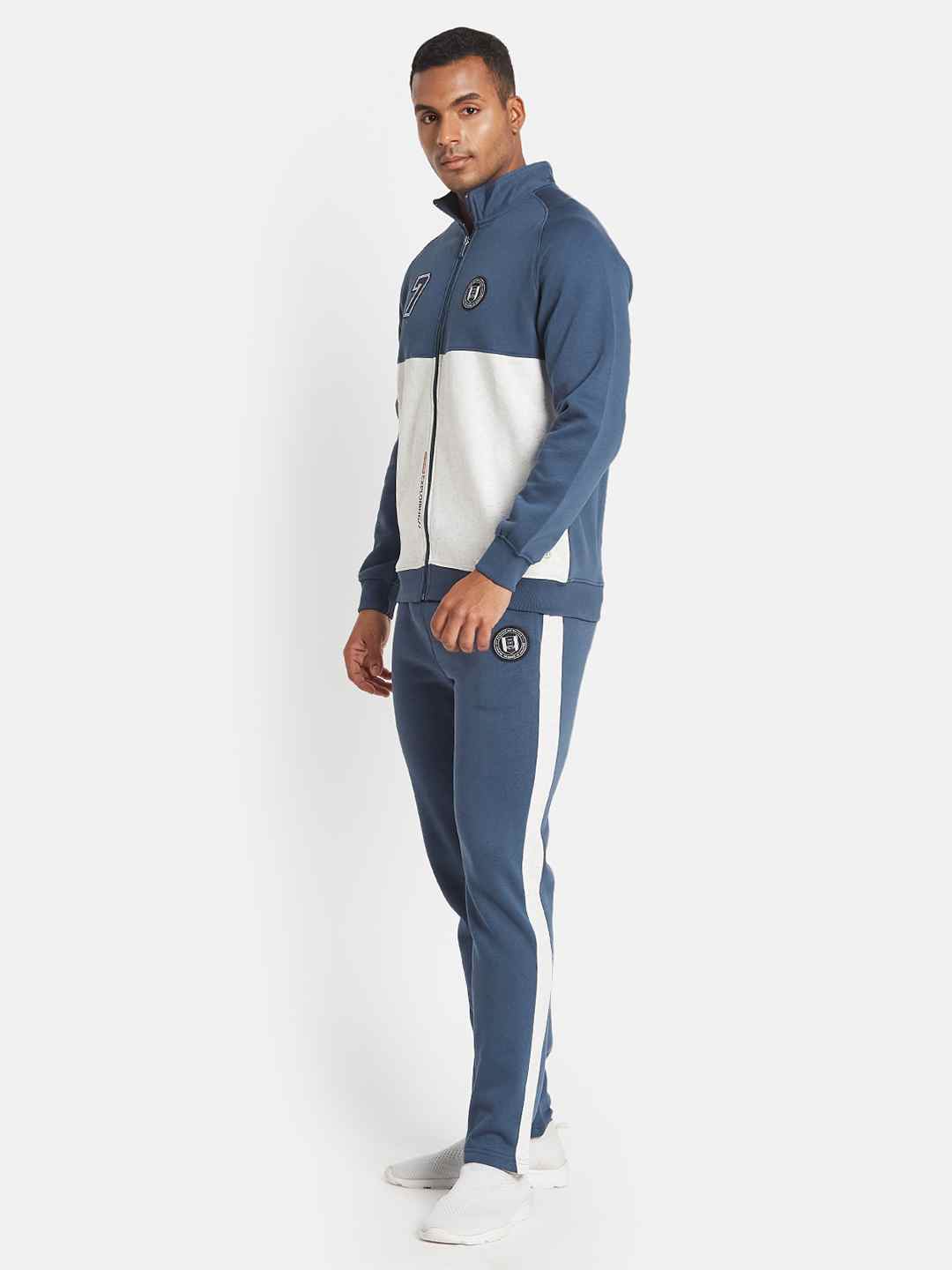 Octave Men Colourblocked Mock Collar Long Sleeves Mid-Rise Tracksuit