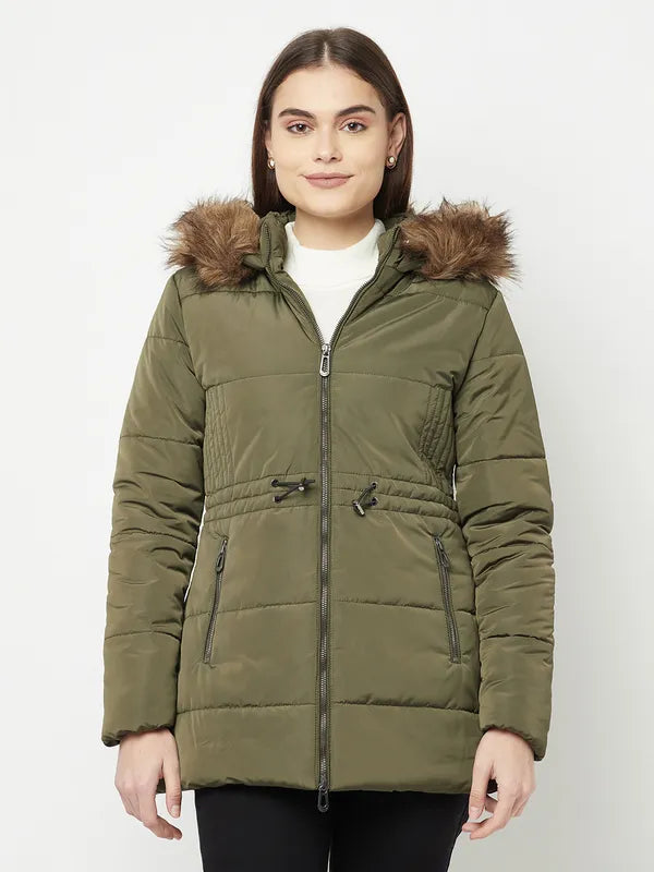 Women Olive Front Open Jackets