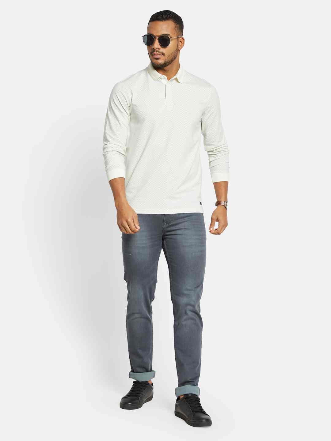 METTLE Men Printed Polo Collar T-shirt