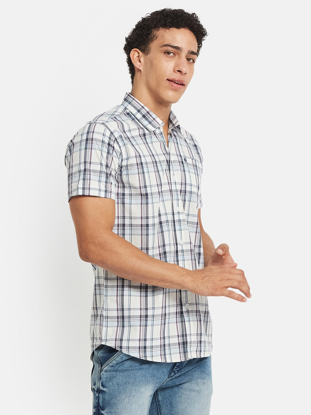 METTLE Checked Short Sleeves Cotton Shirt