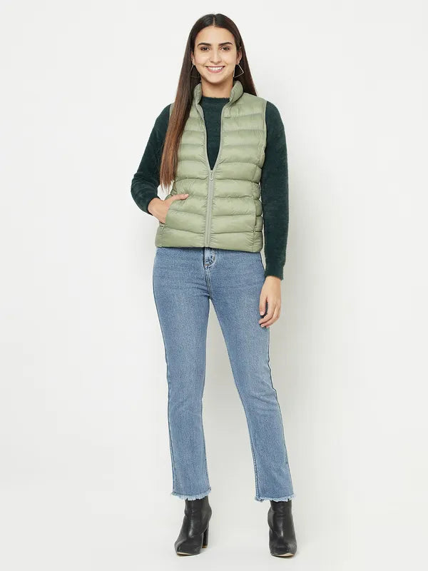 Women Misty Green Front Open Jackets