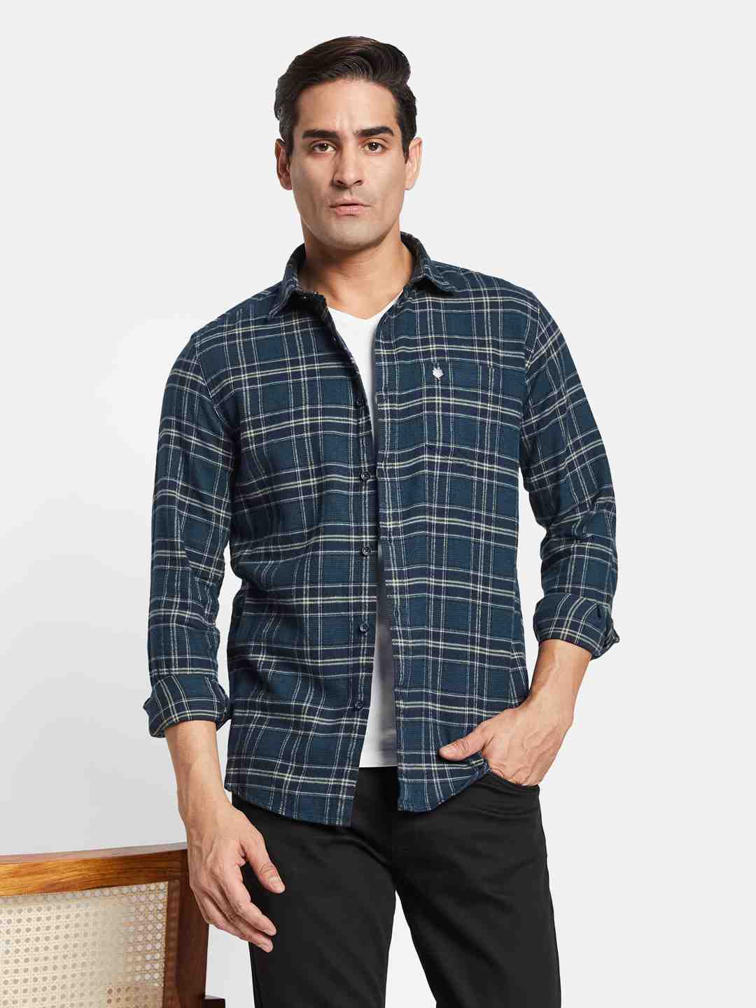 METTLE Men Opaque Checked Casual Shirt