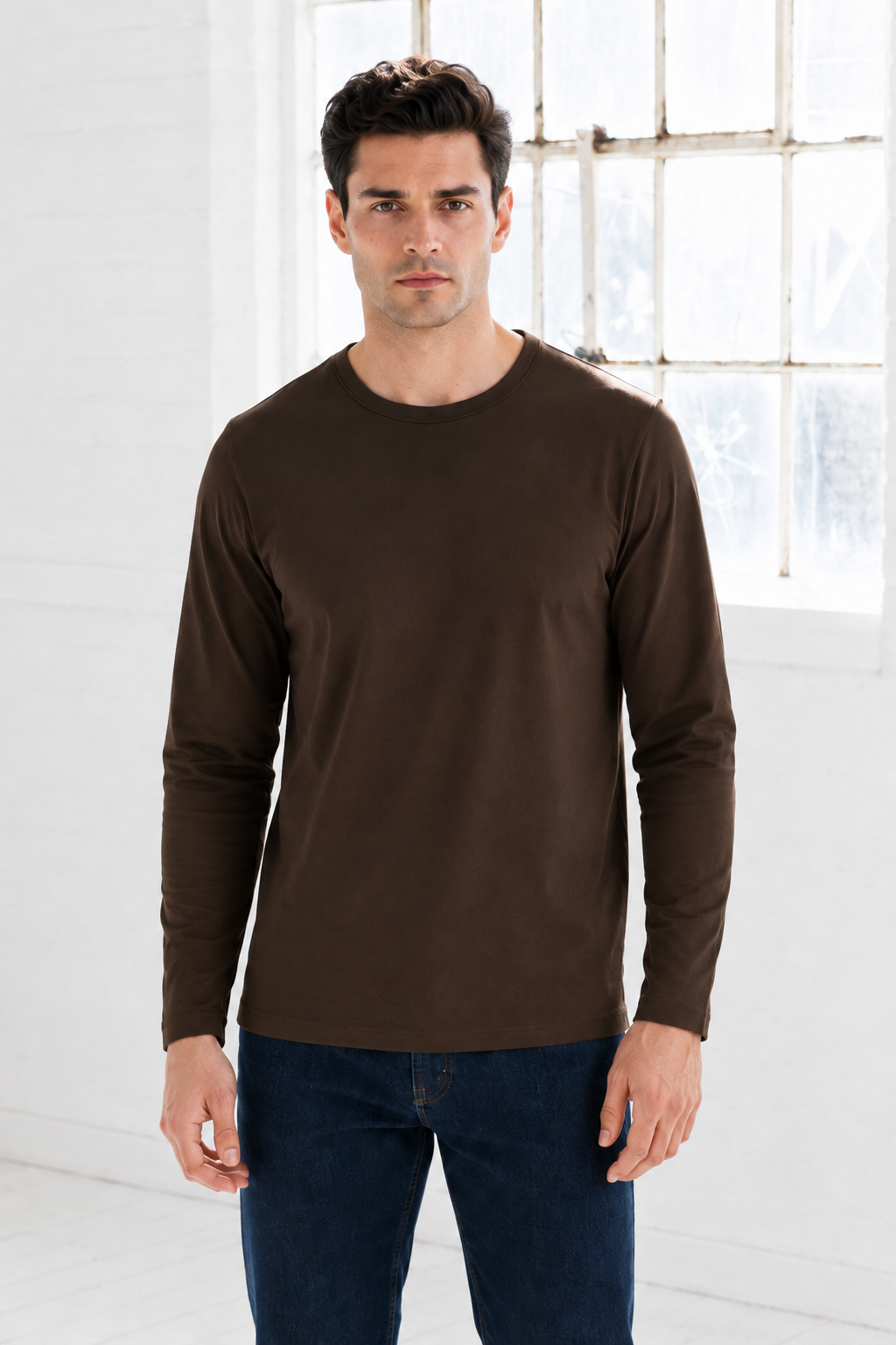 Men’s Coffee Knit Interlock Full Sleeve Pre-Winter Sweatshirts