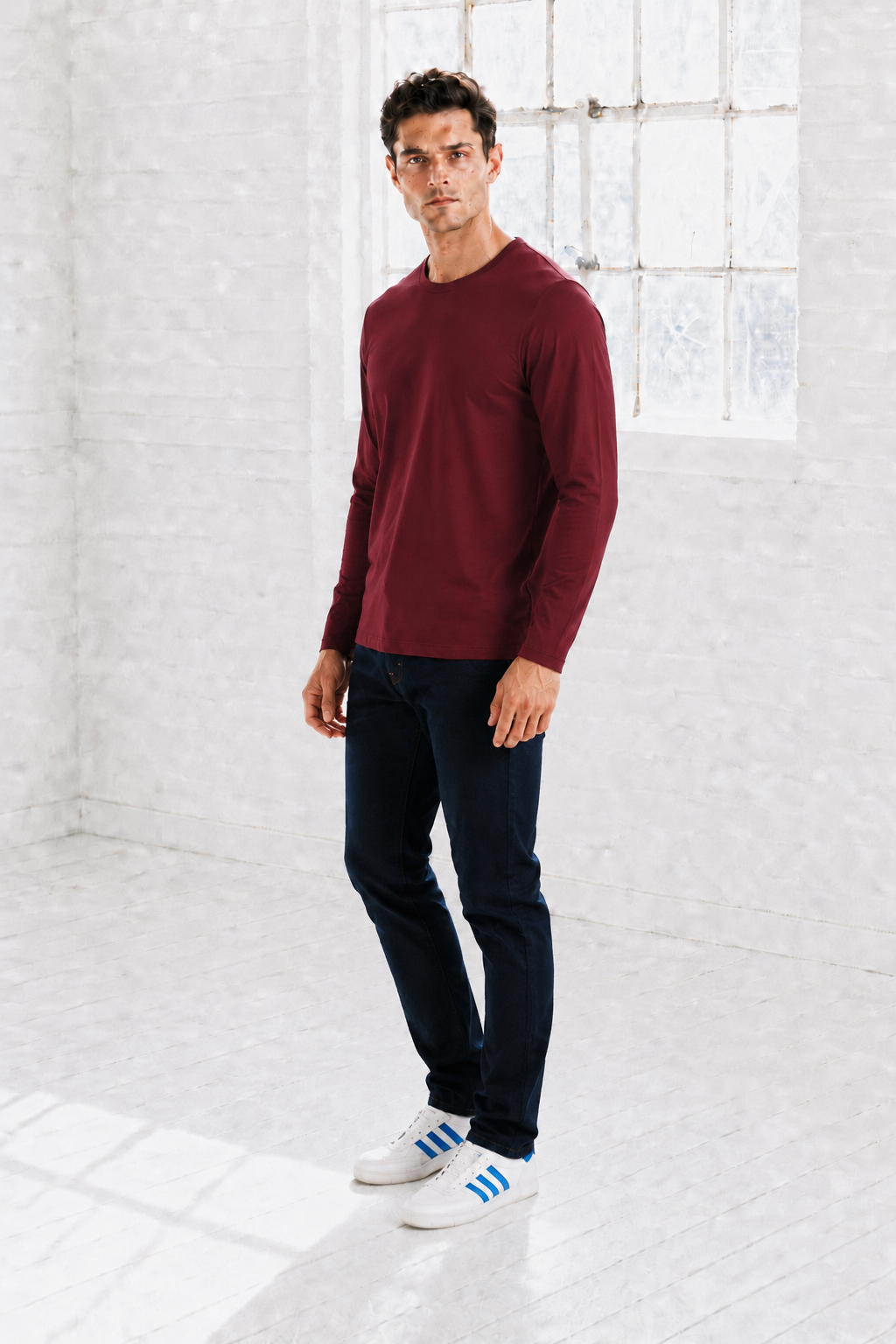 Men’s Merlot Flat Back Rib Knit Full Sleeve Pre-Winter Sweatshirts