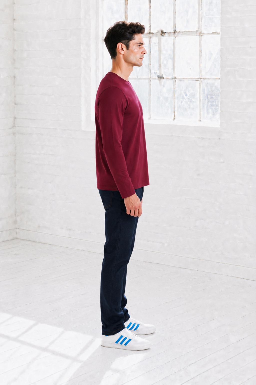 Men’s Merlot Flat Back Rib Knit Full Sleeve Pre-Winter Sweatshirts
