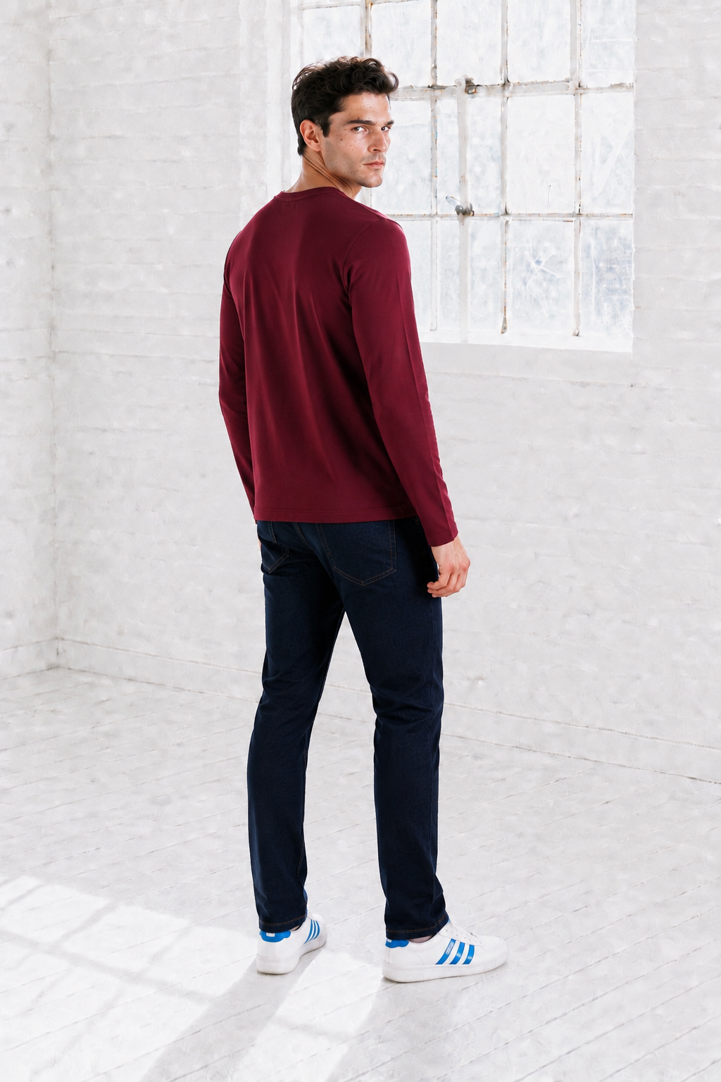 Men’s Merlot Flat Back Rib Knit Full Sleeve Pre-Winter Sweatshirts