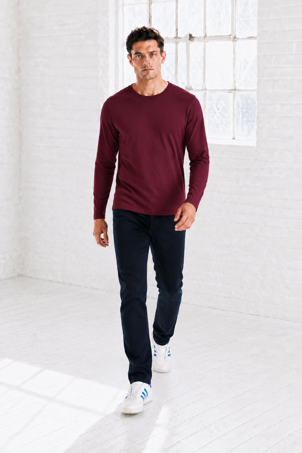 Men’s Merlot Flat Back Rib Knit Full Sleeve Pre-Winter Sweatshirts