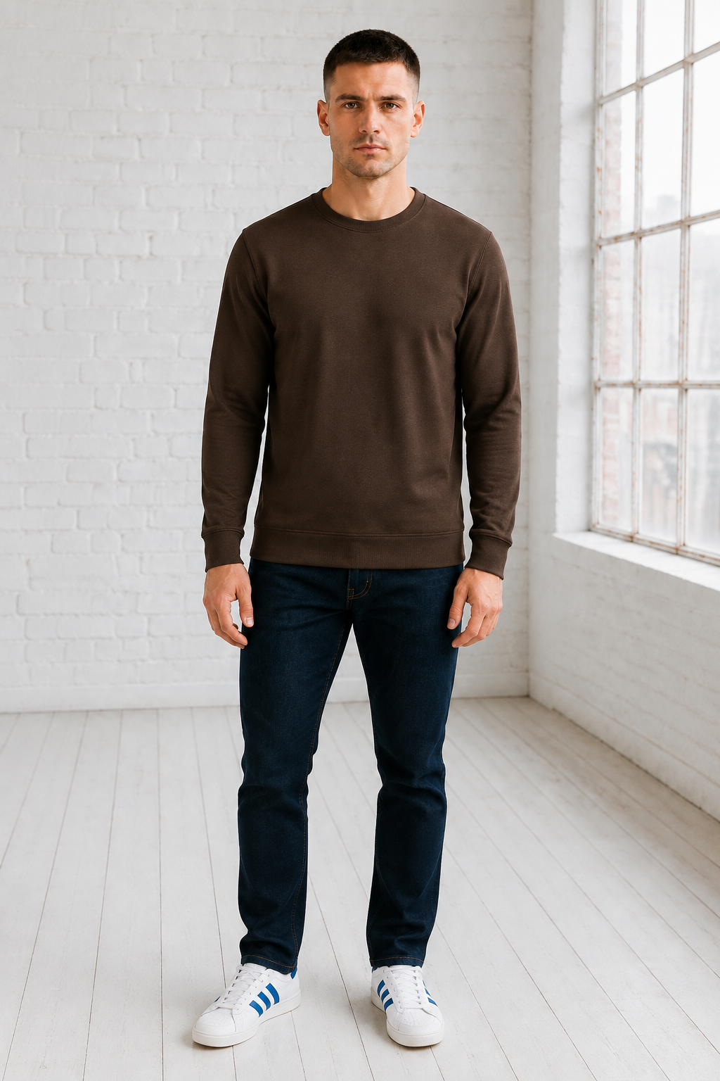 Men’s Espresso Football Knit Full Sleeve Pre-Winter Sweatshirts