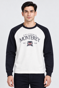 Men’s Regular Fit Flatback Rib Lightweight Cut & Sew Sweatshirt – Navy