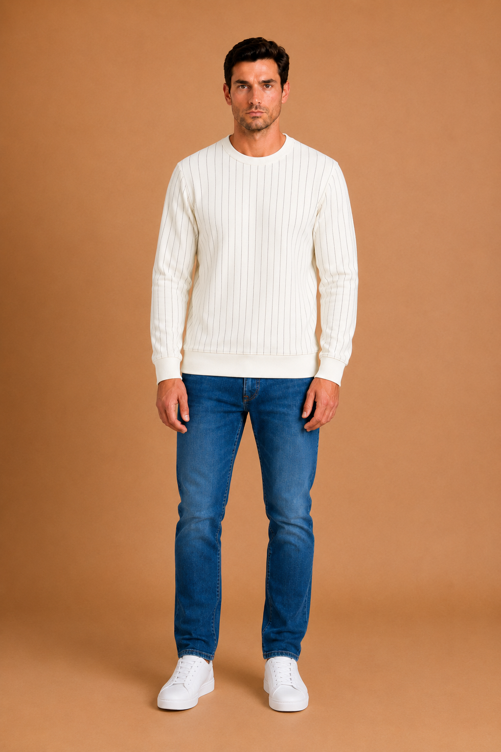 Men’s Pristine Cotton Blended Rib Full Sleeve Winter Sweatshirt
