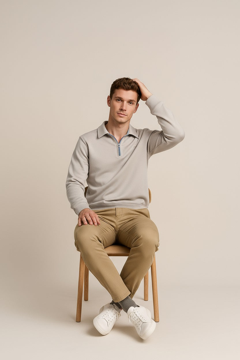 Octave Men Polo Neck  Solid Sweatshirt