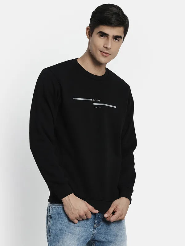 Men Black Solid Pullover Sweatshirt