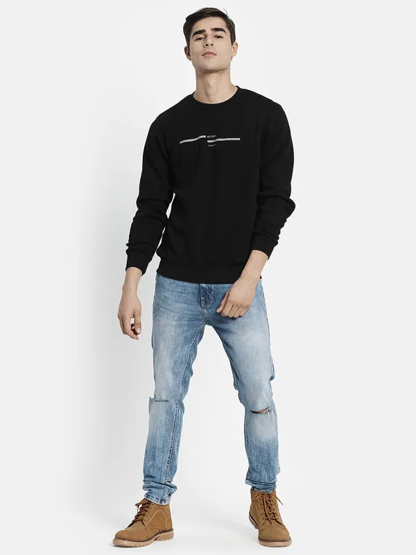 Men Black Solid Pullover Sweatshirt