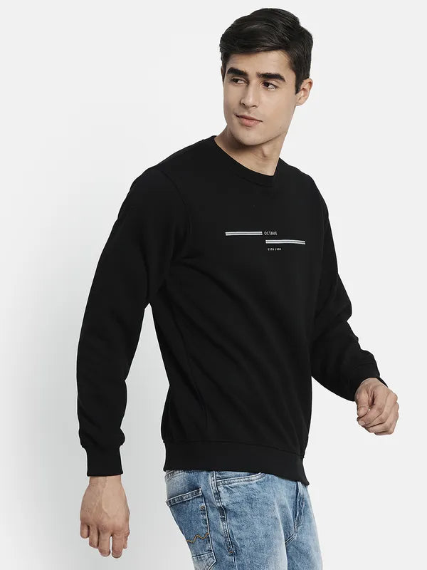 Men Black Solid Pullover Sweatshirt