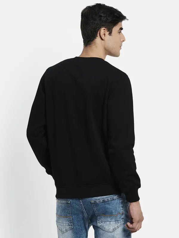 Men Black Solid Pullover Sweatshirt