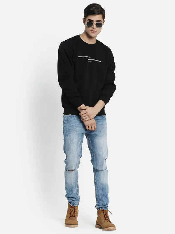 Men Black Solid Pullover Sweatshirt