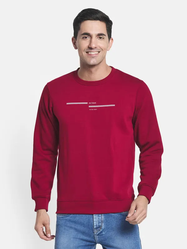 Men Maroon Printed Sweatshirt