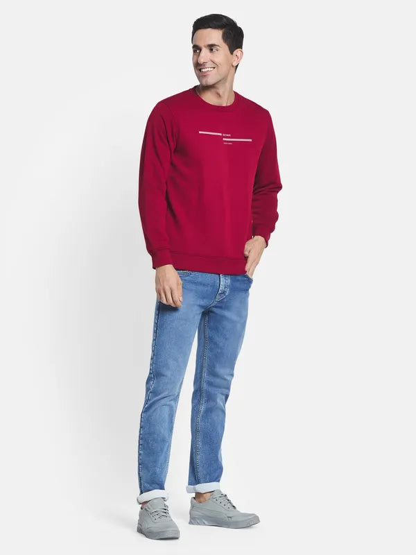 Men Maroon Printed Sweatshirt