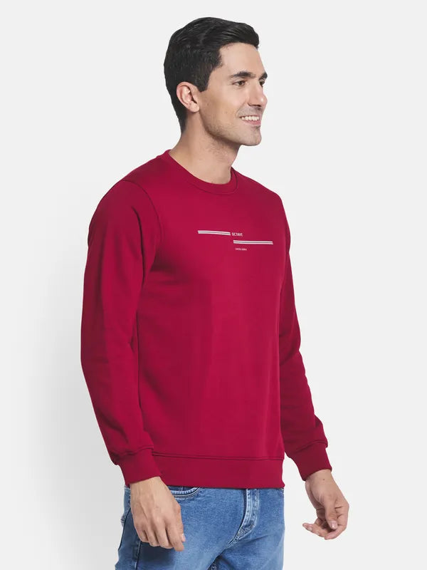 Men Maroon Printed Sweatshirt