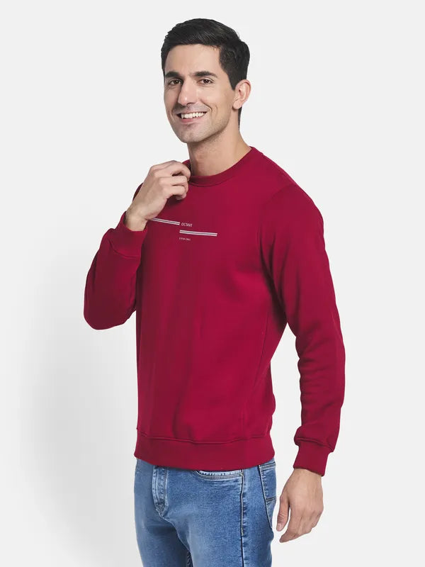 Men Maroon Printed Sweatshirt