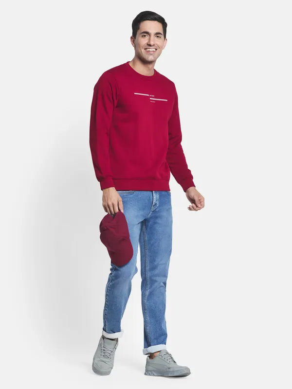 Men Maroon Printed Sweatshirt