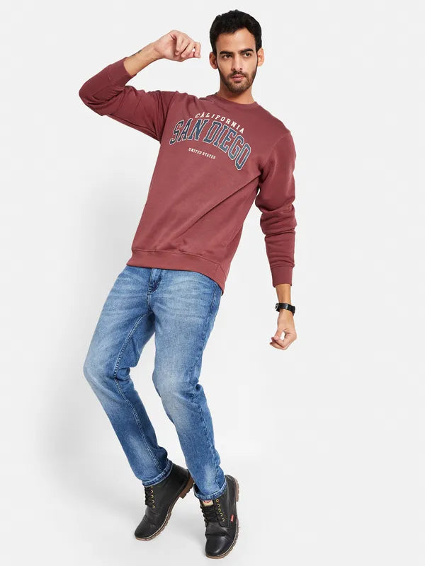 Octave Men Maroon Printed Sweatshirt