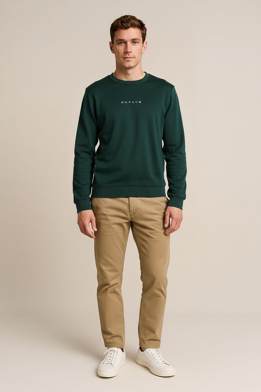 Octave Men Solid Round Neck Sweatshirt
