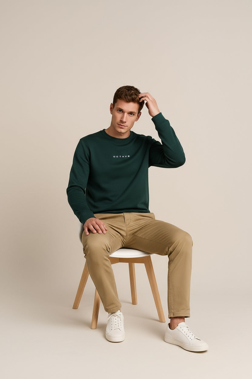Octave Men Solid Round Neck Sweatshirt
