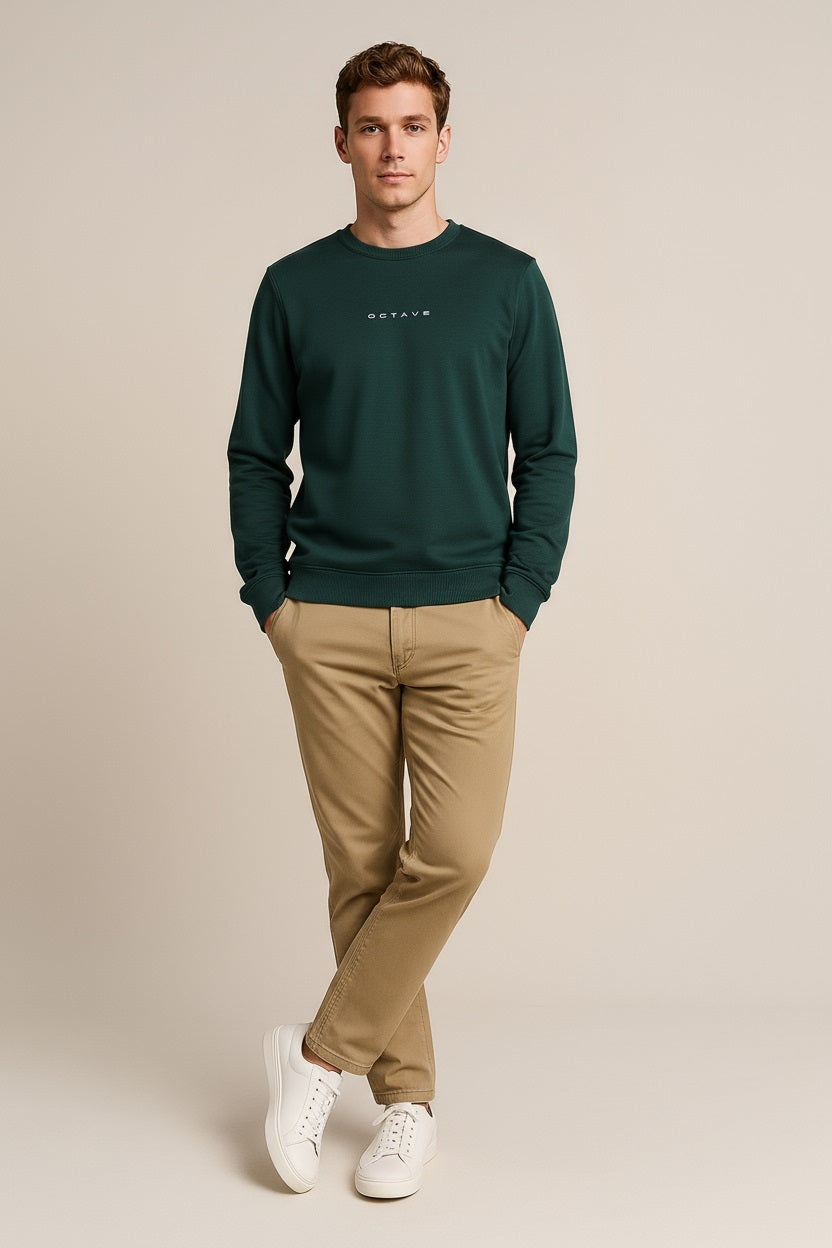 Octave Men Solid Round Neck Sweatshirt